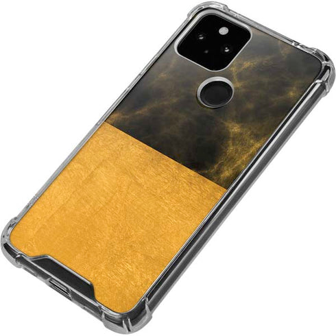 Black and Gold Split Marble Google Pixel 5 Clear Case